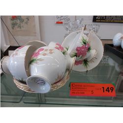 5 English bone china teacup & saucers