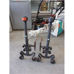 2 Vintage cast metal andirons