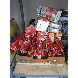 Box of assorted drinks & foods