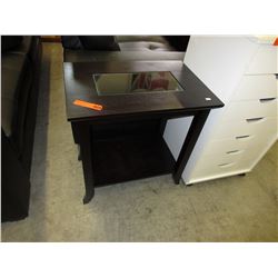 New - Condo size end table with glass insert