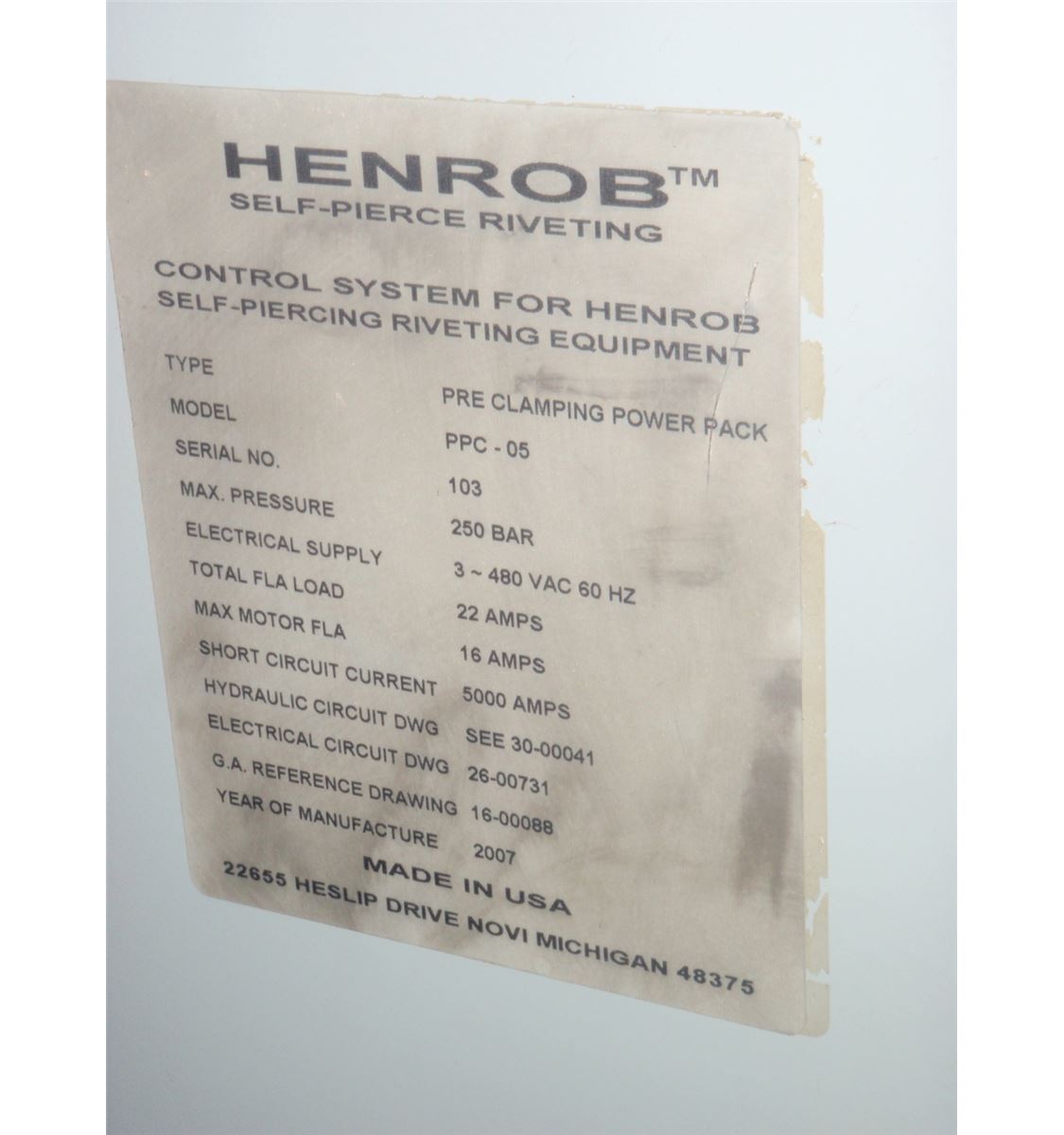 Henrob Rivetor Henrob PPC-05 Self Piercing Rivet Machine - BTM Industrial