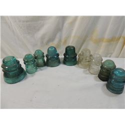 LOT 9 GLASS INSULATORS