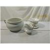 Image 1 : LOT 3 ANTIQUE WHITE CHAMBER POT, CREAMER, COMPOTE