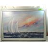 Image 2 : LARGE SIGNED SAILING AT SUNSET PAINTING