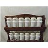 Image 3 : VINTAGE MILK GLASS SPICE JARS & RACK