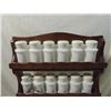 Image 3 : VINTAGE MILK GLASS SPICE JARS & RACK