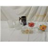 Image 1 : LOT 5 MISC GLASSWARE MUGS, PAINTED VASES