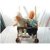 Image 1 : 2 VINTAGE DOLLS WITH TWIN WOODEN STROLLER