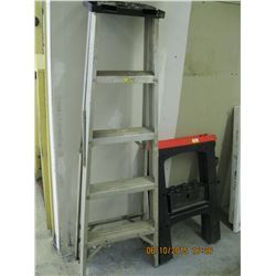 ALUMINUM STEP LADDER & 2 WORK STANDS