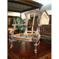 19c walnut open arm carver chair frame complete with original castors…