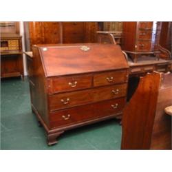 Superb American walnut bureau with four deep drawers and quality fitted interior on ogee feet, ci…
