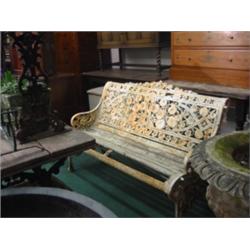 Stamped and dated Coalbrookdale garden bench with lily and flower pattern, circa 1860…