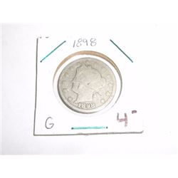 1898 LIBERTY "V" NICKEL RED BOOK VALUE $4.00+ *NICE EARLY GOOD GRADE NICKEL*!! LIBERTY NICKEL CAME O