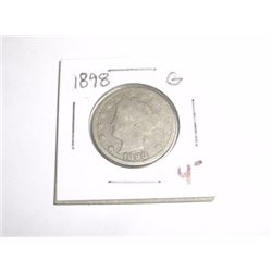 1898 LIBERTY "V" NICKEL RED BOOK VALUE $4.00+ *NICE EARLY GOOD GRADE NICKEL*!! LIBERTY NICKEL CAME O