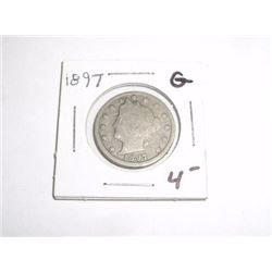 1897 LIBERTY "V" NICKEL RED BOOK VALUE $4.00+ *NICE EARLY GOOD GRADE NICKEL*!! LIBERTY NICKEL CAME O