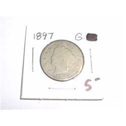 1897 LIBERTY "V" NICKEL RED BOOK VALUE $5.00+ *NICE EARLY GOOD GRADE NICKEL*!! LIBERTY NICKEL CAME O