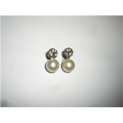 Vintage Faux Pearl & Rhinestone Earrings