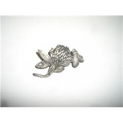 Metal Flower & Bee Pin Stamped "MB"