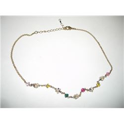 Gold Colored Chain With Crystal Flowers