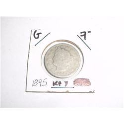 1895 *RARE KEY DATE* LIBERTY "V" NICKEL RED BOOK VALUE $7.00+ *NICE EARLY GOOD GRADE NICKEL*!!