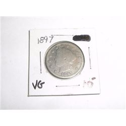 1897 LIBERTY "V" NICKEL RED BOOK VALUE $10.00+ *NICE EARLY VERY GOOD GRADE NICKEL*!! LIBERTY NICKEL