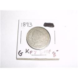 1893 *RARE KEY DATE* LIBERTY "V" NICKEL RED BOOK VALUE $8.00+ *NICE EARLY GOOD GRADE NICKEL*!!