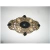 Image 1 : Black & Faux Pearl Gold Colored Pin