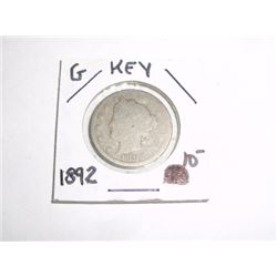 1892 *RARE KEY DATE* LIBERTY "V" NICKEL RED BOOK VALUE $10.00+ *NICE EARLY GOOD GRADE NICKEL*!!