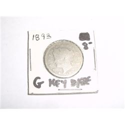 1893 *RARE KEY DATE* LIBERTY "V" NICKEL RED BOOK VALUE $8.00+ *NICE EARLY GOOD GRADE NICKEL*!!