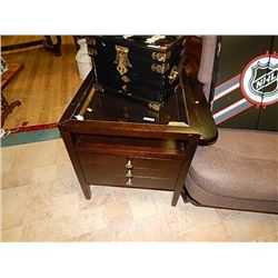 GLASS TOP END TABLE WITH DRAWER STORAGE