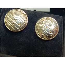 EARINGS - SIGNED STERLING SILVER EARINGS - NATIVE DESIGN - ½" DIAMETER - STAMPED 925