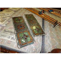 LEADED STAINED GLASS WINDOW INSERT - 8 X 23" - BID X 2