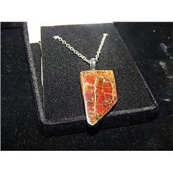 NECKLACE - FREE FORM AMMOLITE (24.5 CARAT) PENDANT ON .925 STERLING SILVER CHAIN - BELIEVED MINED FR