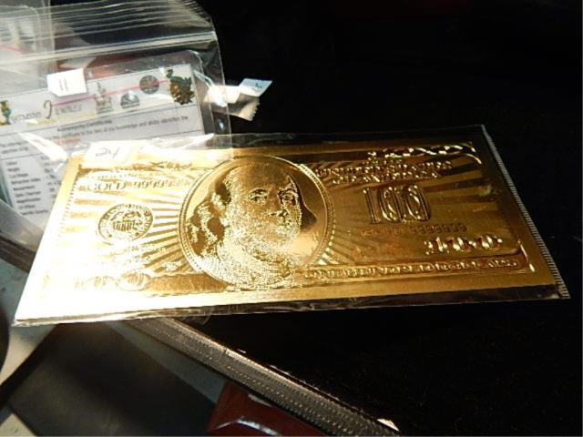 GOLD NOTE - .999 GOLD FOIL AMERICAN BEN FRANKLIN NOTE
