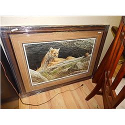 FRAMED LIMITED EDITION PRINT -COUGAR'S EDGE - JORGE MAYAL - GALLERY ESTIMATE - $725
