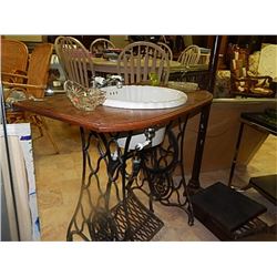 VINTAGE TREADLE SEWING BASE WITH SINK