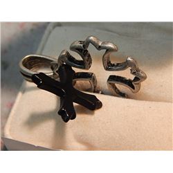 UNIQUE IRON CROSS PENDANT - BLACK CENTER SEPERATES FROM OUTER LINES - SILVER