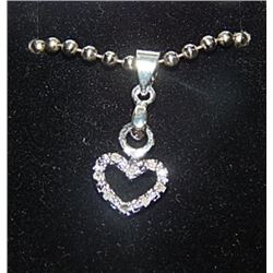 NECKLACE - STERLING SILVER AND DIAMOND STUDDED HEART NECKLACE STERLING SILVER CHAIN