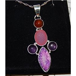 NECKLACE - AMEHTYST / DRUZY - CUSTOM DESIGNED AND SET IN STERLING SILVER SETTING