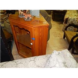 CORNER PINE GLASS DOOR CABINET