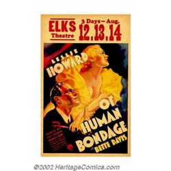 Of Human Bondage (RKO, 1934). Window Card (14" X 22"). Taken from the novel by W. Somerset Maugham,.