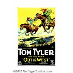 Out of the West (FBO, 1926). One Sheet (27" X 41"). Tom Tyler was the star of his own westerns durin