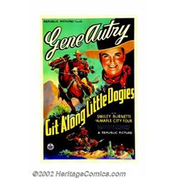 Git Along Little Doggies (Republic, 1937). One Sheet (27" X 41"). Gene Autry yodeled his way to fame