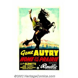 Home on the Prairie(Republic, 1939). One Sheet (27"X41") This one sheet is considered one of Gene Au