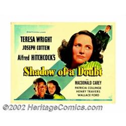 Shadow of a Doubt (Universal, 1943). Half Sheet (22" X 28"). Alfred Hitchcock directs this thrilling
