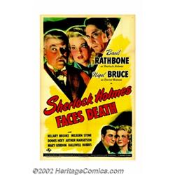Sherlock Holmes Faces Death (Universal, 1943). One Sheet (27" X 41"). Basil Rathbone as Sherlock Hol