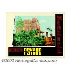 Psycho (Paramount, 1960). Lobby Card #3 (11" X 14"). Anthony Perkins stands in front of The House! T
