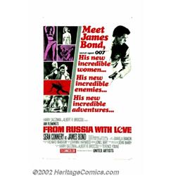 From Russia With Love (United Artists, 1963). One Sheet (27" X 41") Style A. "The name's Bond, James