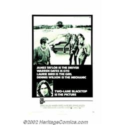 Two-Lane Blacktop (Universal, 1971). One Sheet (27" X 41"). Rock icons James Taylor and Dennis Wilso