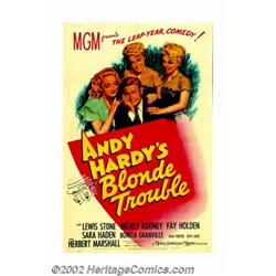 Andy Hardy's Blonde Trouble (MGM, 1944).One Sheet (27" X 41"). Mickey Rooney was the #1 box-office s
